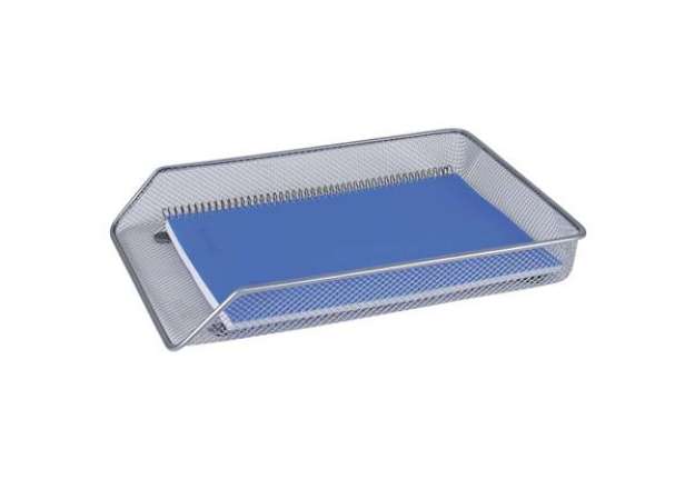 Immagine di Vaschetta portadocumenti Q-Connect caricamento frontale 35x27xH.3 cm argento - KF00843