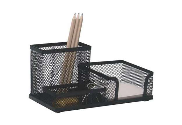Immagine di Portaoggetti Q-Connect 10,3x9,8x20,5 cm nero medio - 3 scomparti KF16572