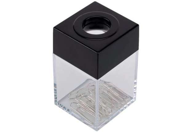 Immagine di Dispenser per fermagli Q-Connect nero/trasparente quadrato 4,2x4,2x7 cm KF02132