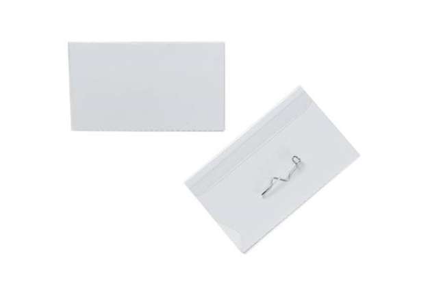 Immagine di Portabadge Q-Connect plastica con spilla 75x40 mm conf. da 100 - KF01566