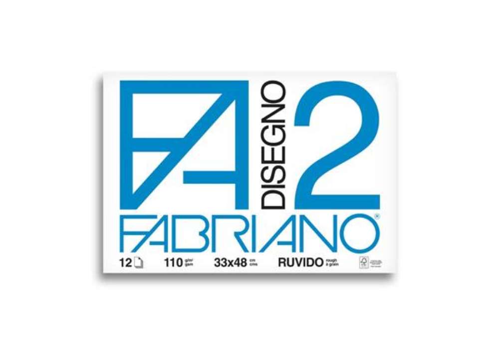 Immagine di Album da disegno Fabriano F2 collato 1 lato 110 g/m² 33x48 cm 12 ff. ruvidi 06000534
