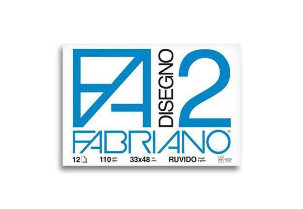 Immagine di Album da disegno Fabriano F2 collato 1 lato 110 g/m² 33x48 cm 12 ff. ruvidi 06000534