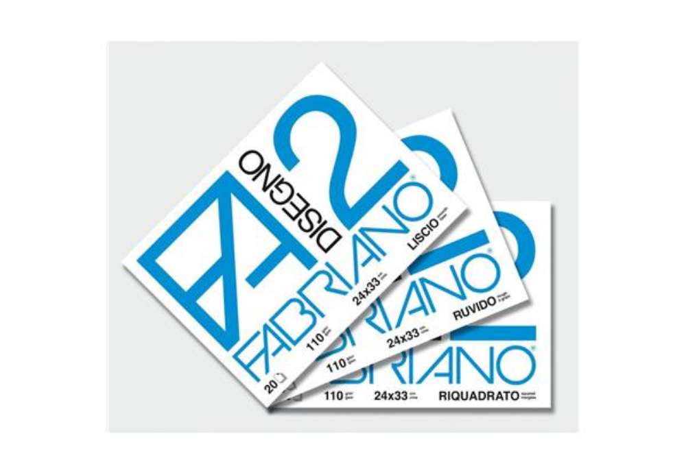 Immagine di Album da disegno Fabriano F2 a 4 angoli 110 g/m² 24x33 cm 20 ff. lisci riquadrati - 06201516