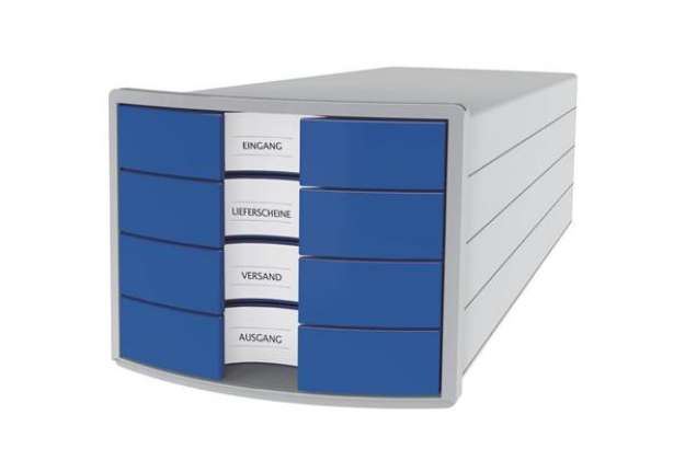 Immagine di Cassettiera IMPULS HAN in polistirolo con 4 cassetti chiusi blu 1012-14