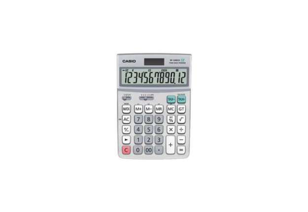 Immagine di Calcolatrice da tavolo Casio solare o batteria - display 12 cifre - grigio DF-120ECO-W-EP
