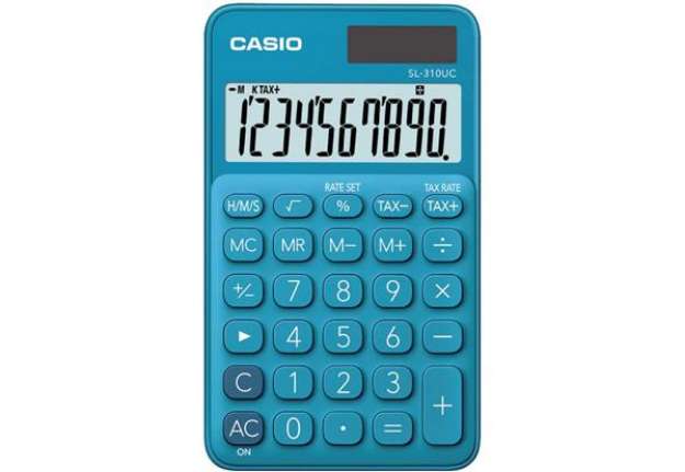 Immagine di Calcolatrice tascabile CASIO 10 cifre - solare e batteria Blu - SL-310UC-BU-W-EC