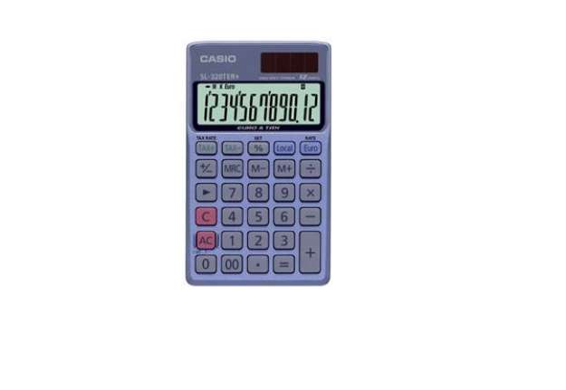 Immagine di Calcolatrice tascabile CASIO 12 cifre - solare e batteria Blu Scuro - SL-320TER+-WA-EP