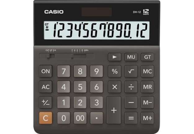 Immagine di Calcolatrice da tavolo Casio display 12 cifre - solare e batteria nero DH-12-BK-S-EP