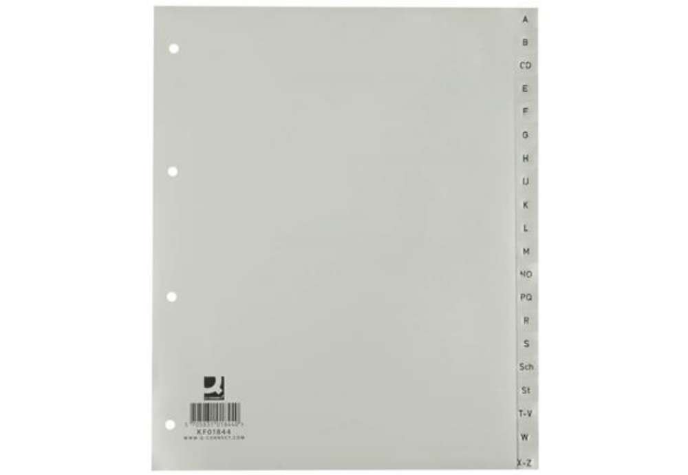Immagine di Divisori alfabetici Q-Connect A-Z 24,5x29,7 cm grigio 20 pagine KF01844