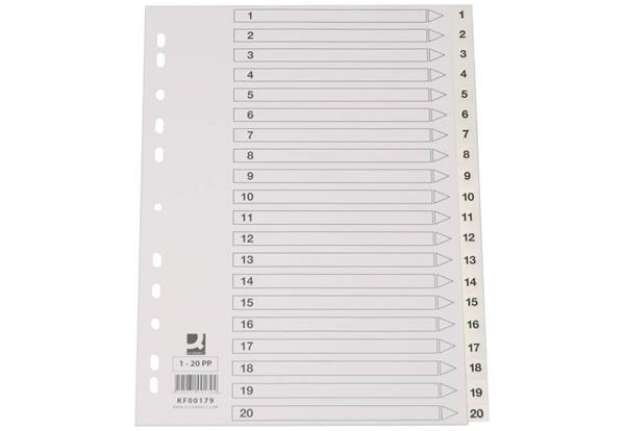 Immagine di Divisore numerico Q-Connect bianco 22,5x29,7 cm ppl 1-20 KF00179