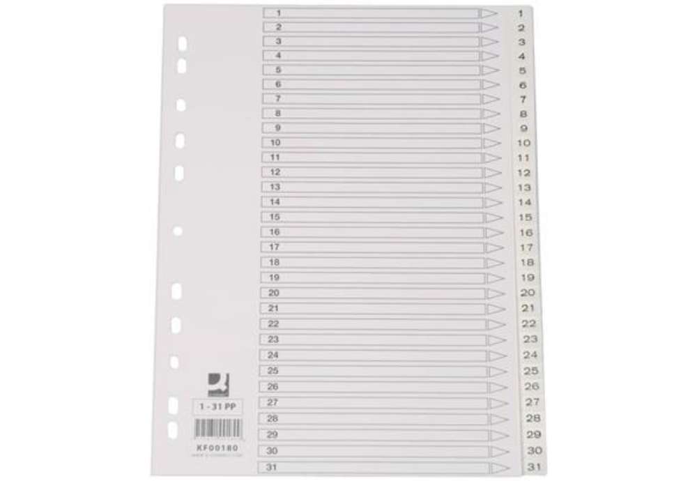 Immagine di Divisore numerico Q-Connect bianco 22,5x29,7 cm ppl 1-31 KF00180