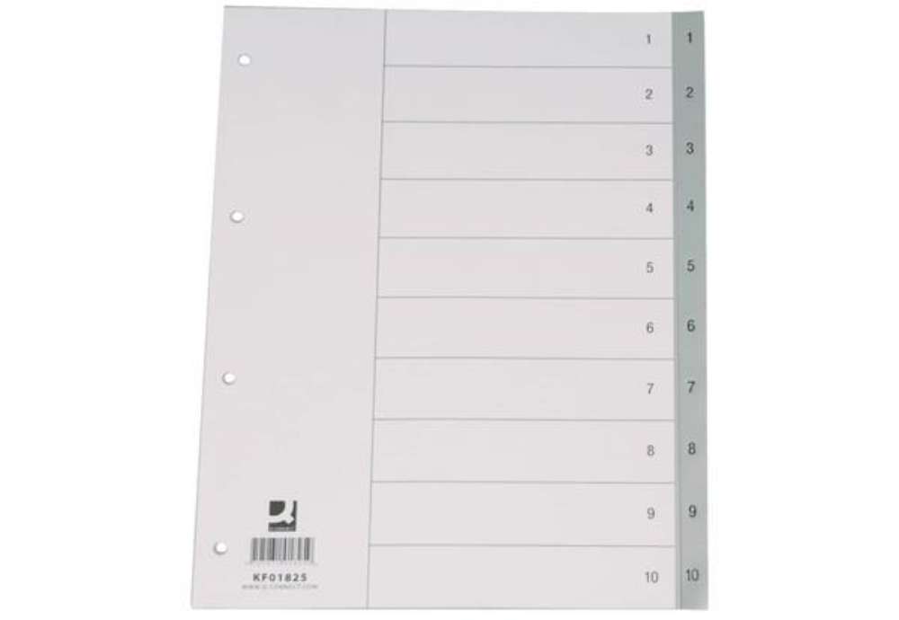 Immagine di Divisore numerico Q-Connect grigio 22,5x29,7 cm ppl 1-10 KF01825