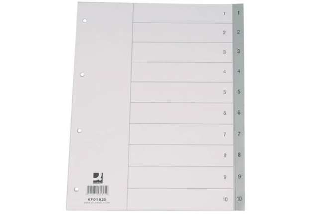 Immagine di Divisore numerico Q-Connect grigio 22,5x29,7 cm ppl 1-10 KF01825