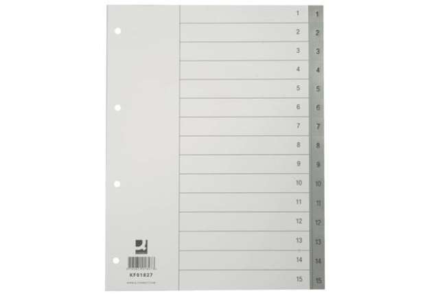 Immagine di Divisore numerico Q-Connect grigio 22,5x29,7 cm ppl 1-15 KF01827