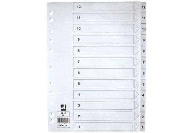 Immagine di Divisore numerico Q-Connect bianco 22,5x29,7 cm ppl 1-12 KF00181