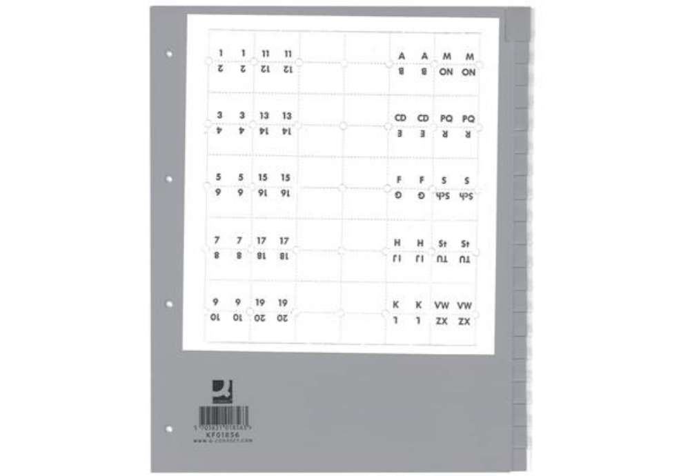 Immagine di Divisore neutro Q-Connect grigio XL 24x29,7 cm ppl 20 fogli KF01856