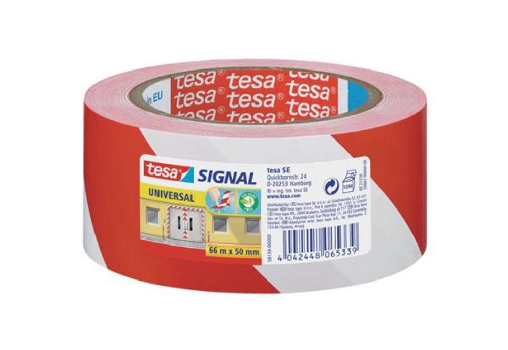 Immagine di Nastro segnaletico tesa Signal Universale OPP adesivo acrilico 50mm x 66m rosso-bianco - 58134-00000