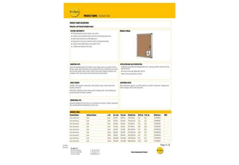 Immagine di Bacheca in sughero Bi-Office Enclore con cornice in alluminio 6xA4 VT620101150