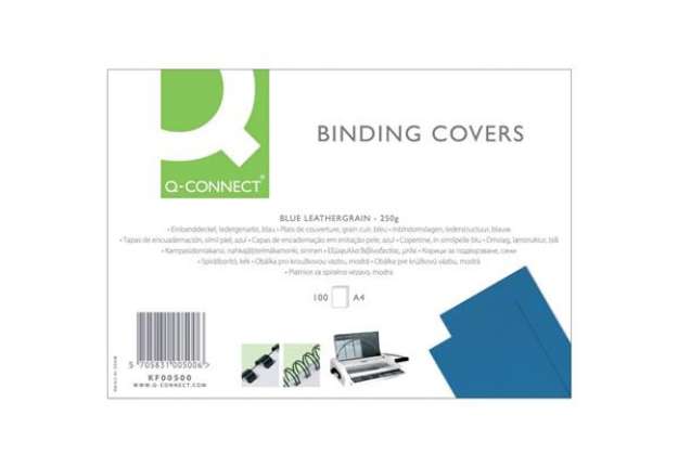 Immagine di Copertina per rilegatura Q-Connect A4 250 g/m² blu goffrato Conf. 100 pezzi - KF00500