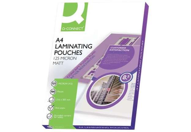 Immagine di Pouches per plastificatrici Q-Connect 2x125 µm finitura opaca A4 Conf. 100 pezzi - KF24055