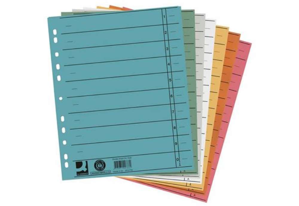 Immagine di Separatore per archivio con perforazione universale Q-Connect 24x30 cm 230 g/m² verde  conf. da 100