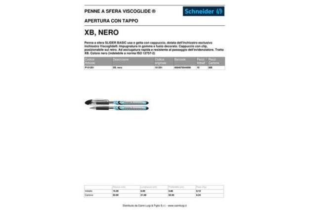 Immagine di Penna a sfera Schneider Slider Basic tratto XB nero P151201