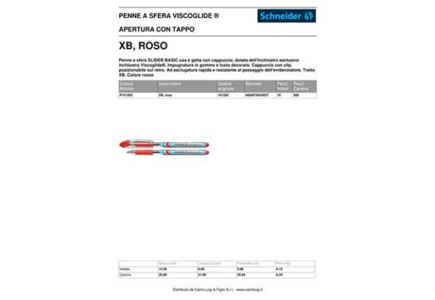 Immagine di Penna a sfera Schneider Slider Basic tratto XB rosso P151202