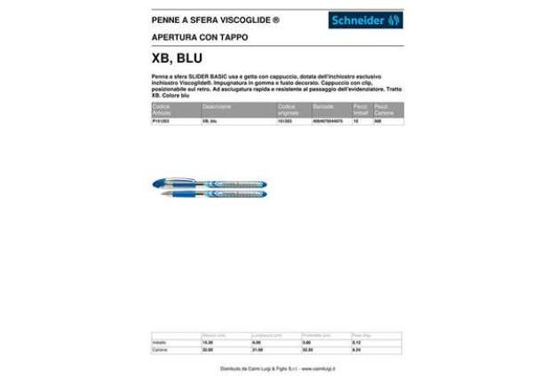 Immagine di Penna a sfera Schneider Slider Basic tratto XB blu P151203