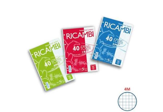 Immagine di Ricambi per quaderni Maxima Pigna a 4 fori 80 g/m² A4 4mm Conf. 40 fogli - 00629034M