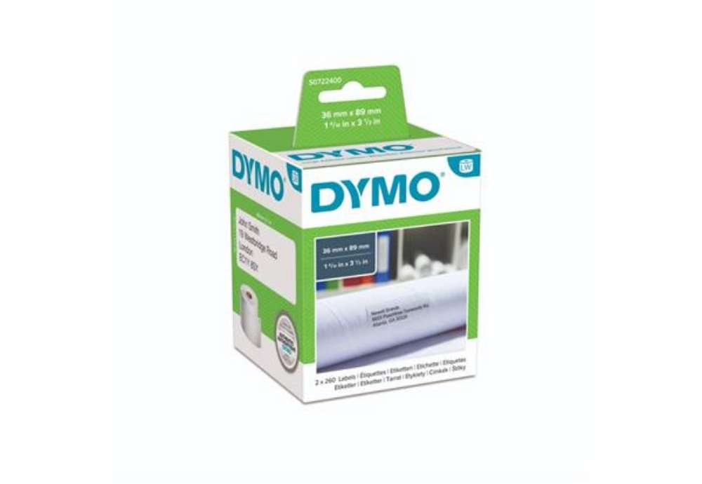 Immagine di Rotoli da 260 etichette Dymo LabelWriter Indirizzi Estesi 89x36 mm bianco confezione da 2 rotoli - S