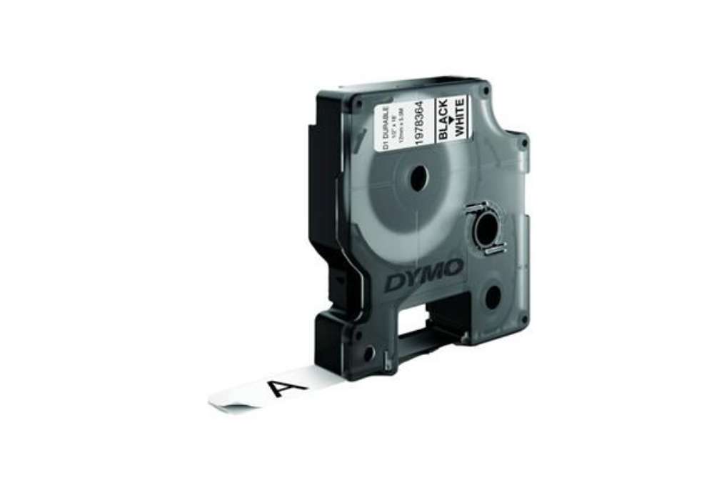 Immagine di Nastro per etichettatrici Dymo D1 12 mm x 5,5 m nero/bianco 1978364