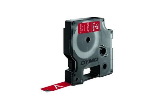 Immagine di Nastro per etichettatrici Dymo D1 Durable 12 mm x 3 m bianco/rosso 1978366