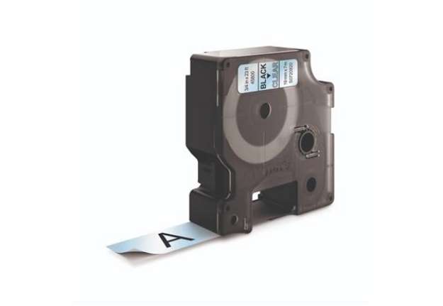 Immagine di Nastro per etichettatrici Dymo D1 19 mm x 7 m nero/trasparente S0720820