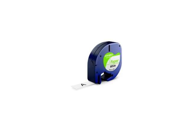 Immagine di Nastro per etichettatrici Dymo LetraTag carta 12 mm x 4 m nero/bianco S0721510