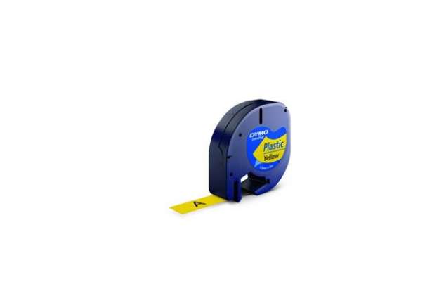 Immagine di Nastro per etichettatrici Dymo LetraTag plastica 12 mm x 4 m nero/giallo S0721620