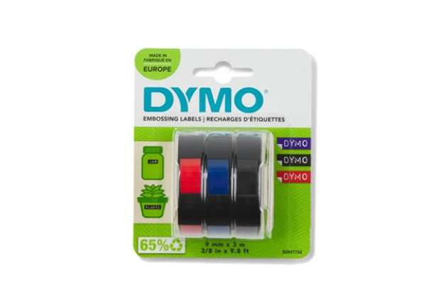 Immagine di Nastri a rilievo per etichettatrici Dymo vinile 9 mm x 3 m assortiti blister da 3 - S0847750
