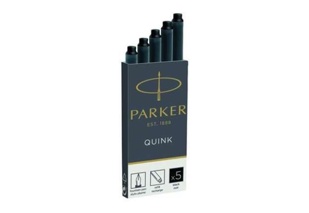 Immagine di Cartucce inchiostro per stilografica Parker Quink nero F confezione da 5 - 1950382