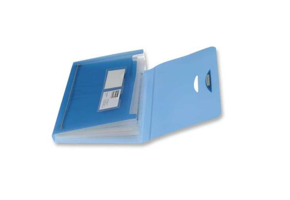 Immagine di Cartella a soffietto LEONARDI 12 scomparti PPL traslucido azzurro trasparente 33x23cm - 40330