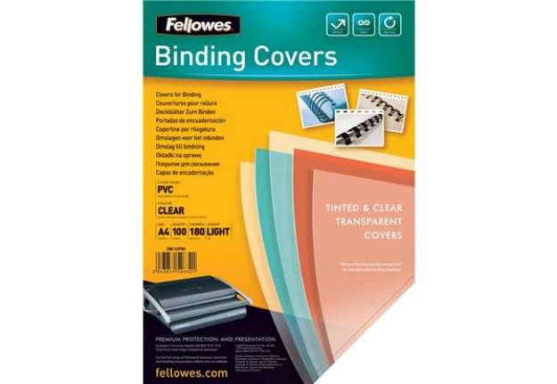 Immagine di Copertine per rilegatrici FELLOWES Clear PVC A4 180my conf.100 pz - 5375901