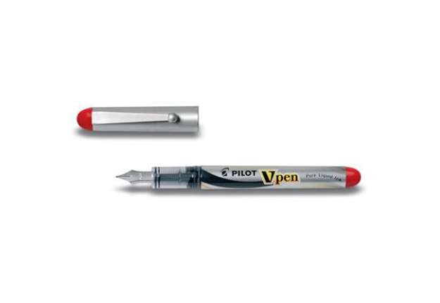 Immagine di Penna stilografica usa e getta Pilot V-Pen Silver M rosso tratto 0,5 mm 007572