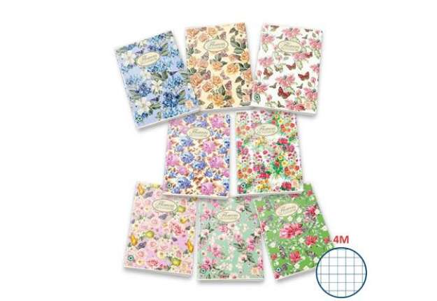 Immagine di Quaderno a quadretti 42 fogli PIGNA Maxi Nature Flowers A4 4M assortiti 02298854M
