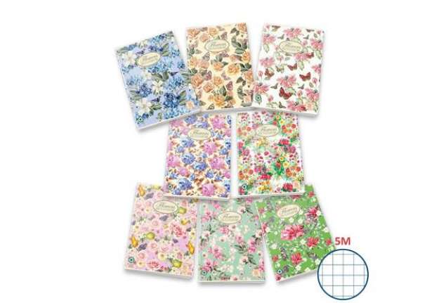 Immagine di Quaderno a quadretti 42 fogli PIGNA Maxi Nature Flowers A4 a quadretti 5M assortiti - 02298855M