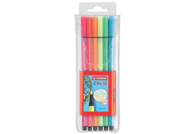 Immagine di Pennarelli Stabilo Pen 68 1 mm assortiti  Conf. 6 pezzi - 6806-1