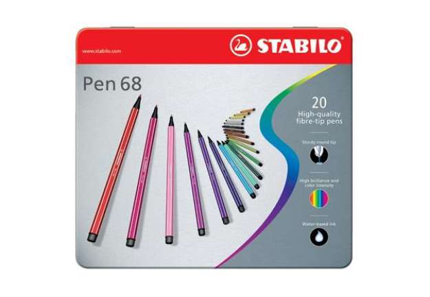 Immagine di Pennarelli Stabilo Pen 68 1 mm scatola di metallo assortiti Conf. 20 pezzi - 6820-6