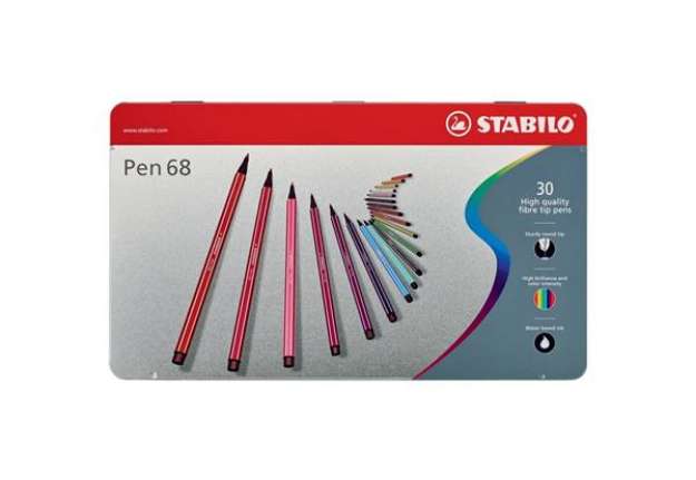 Immagine di Pennarelli Stabilo Pen 68 1 mm scatola di metallo assortiti Conf. 30 pezzi - 6830-6