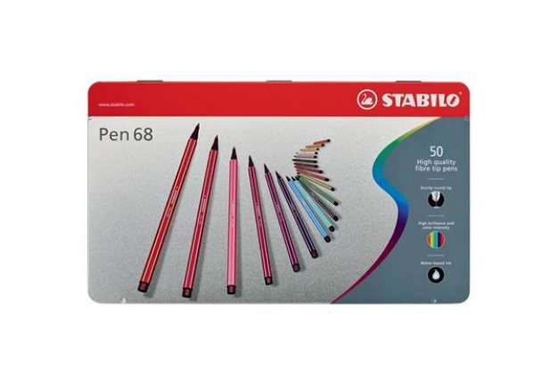 Immagine di Pennarelli Stabilo Pen 68 1 mm scatola di metallo assortiti Conf. 50 pezzi - 6850-6