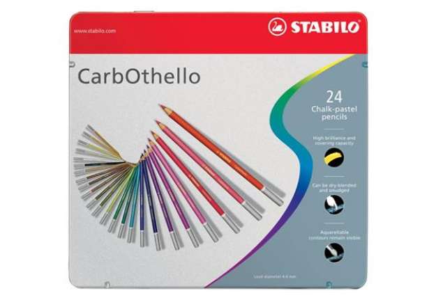 Immagine di Matite colorate Stabilo CarbOthello tratto 4,4 mm assortiti scatola di metallo da 24 - 1424-6