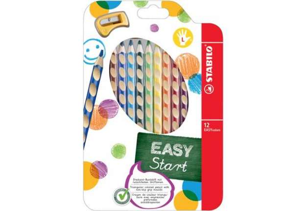 Immagine di Matite colorate Stabilo EASYcolors per mancini assortiti astuccio da 12 - 331/12