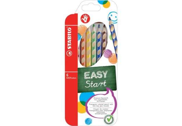 Immagine di Matite colorate Stabilo EASYcolors per destrorsi assortiti astuccio da 6 - 332/6