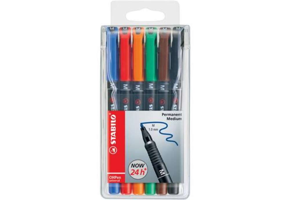 Immagine di Penne Stabilo OHPen universal Medio (M) 1 mm assortiti astuccio da 6 - 843/6